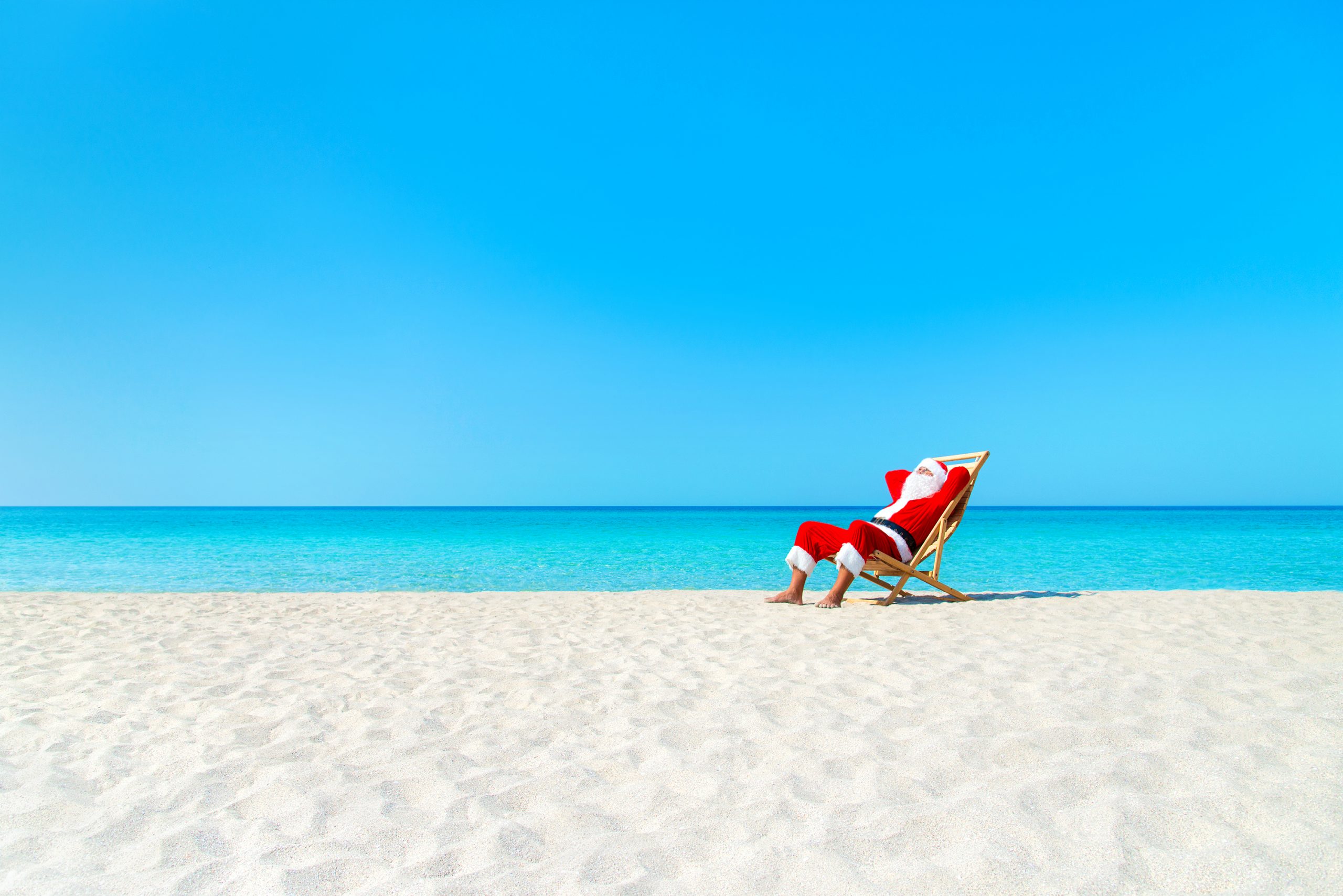 Santa on the beach in Fort Lauderdale, one of the best winter beach destinations