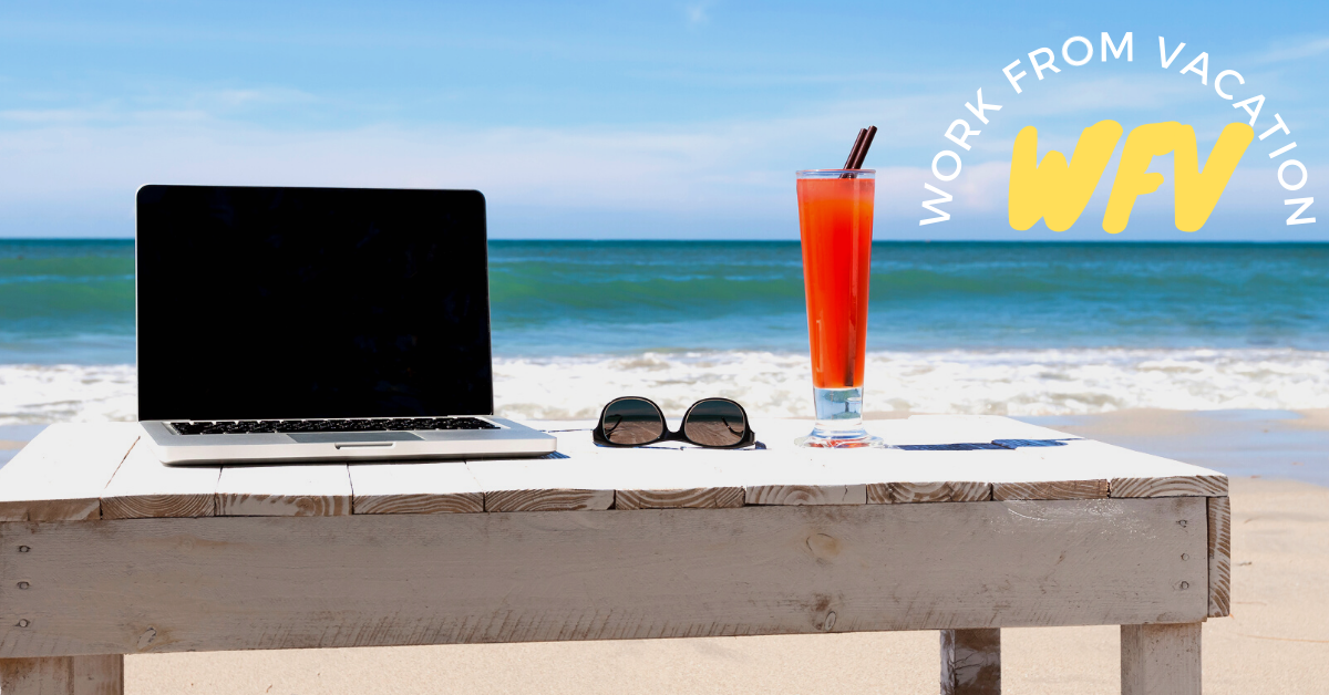 working remotely fort lauderdale, laptop on beach